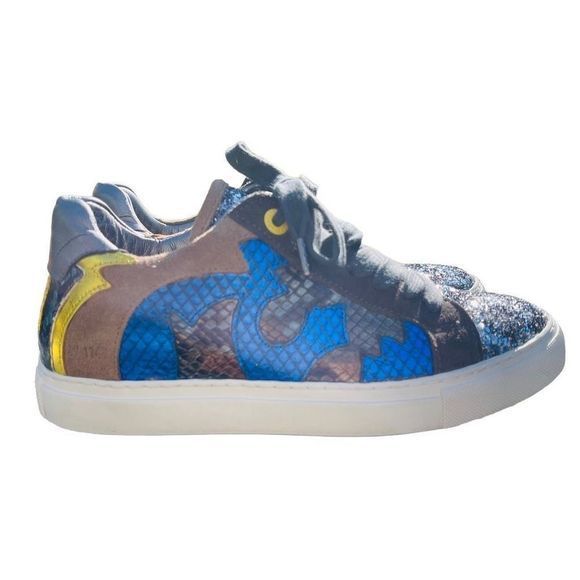 Zadig & Voltaire Nash Glitter Leopard Leather Sneakers ZV1747 Shoes — SZ 7.5 IOB - Picture 1 of 14